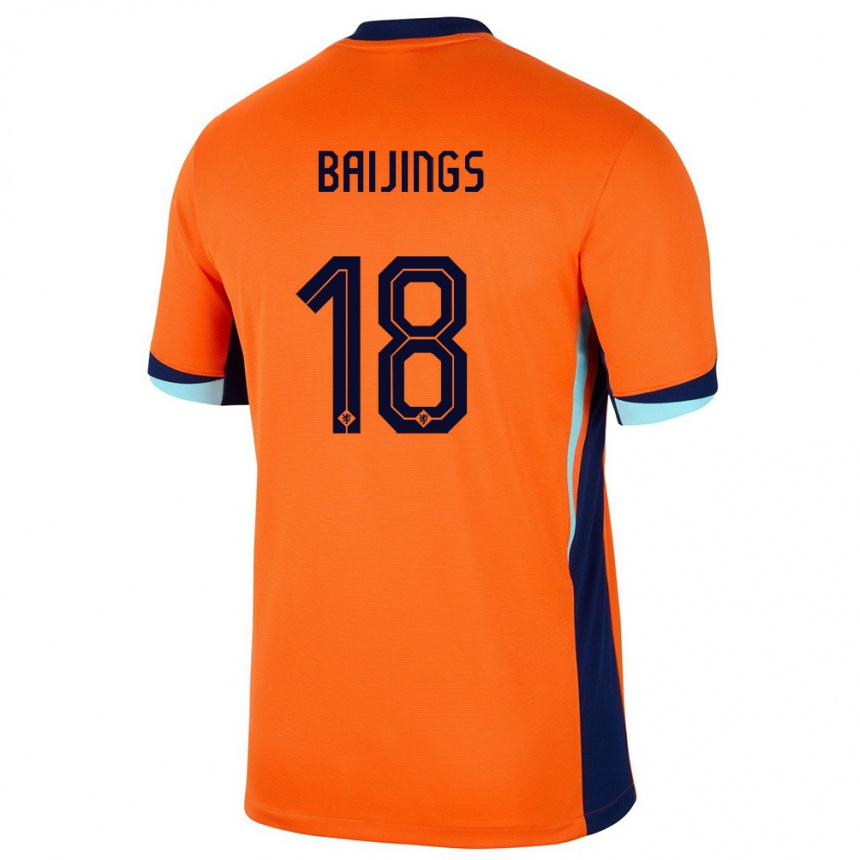 Kids Football Netherlands Jill Baijings #18 Orange Home Jersey 24-26 T-Shirt