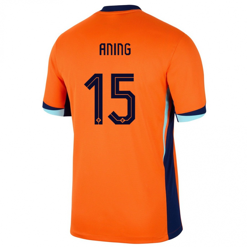 Kids Football Netherlands Prince Aning #15 Orange Home Jersey 24-26 T-Shirt