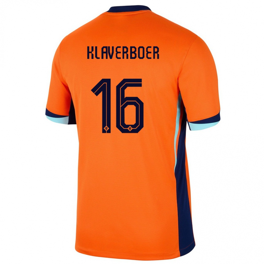 Kids Football Netherlands Bernt Klaverboer #16 Orange Home Jersey 24-26 T-Shirt