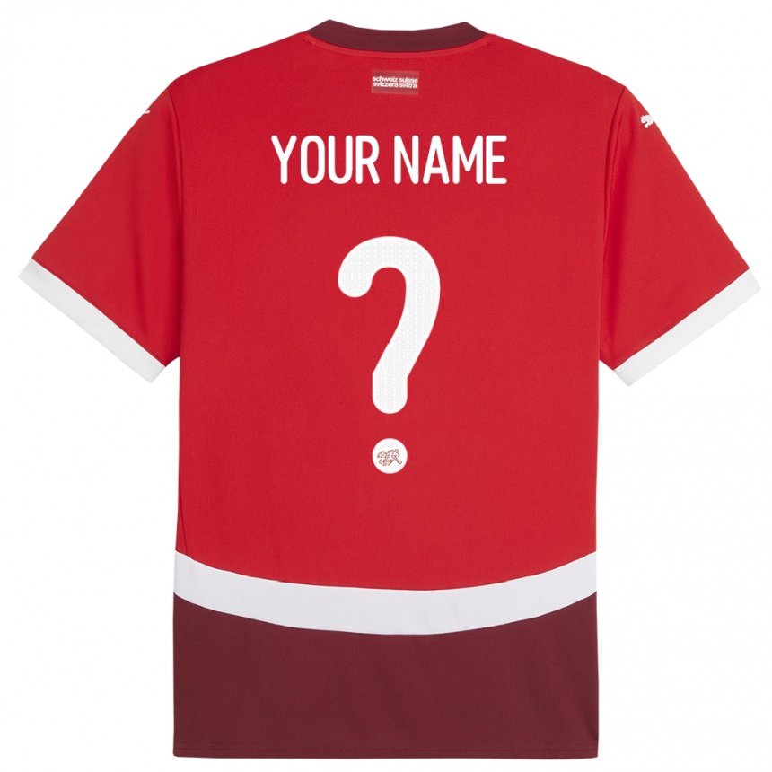 Kids Football Switzerland Your Name #0 Red Home Jersey 24-26 T-Shirt