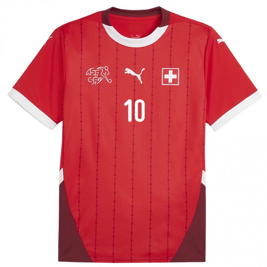 Kids Football Switzerland Granit Xhaka #10 Red Home Jersey 24-26 T-Shirt