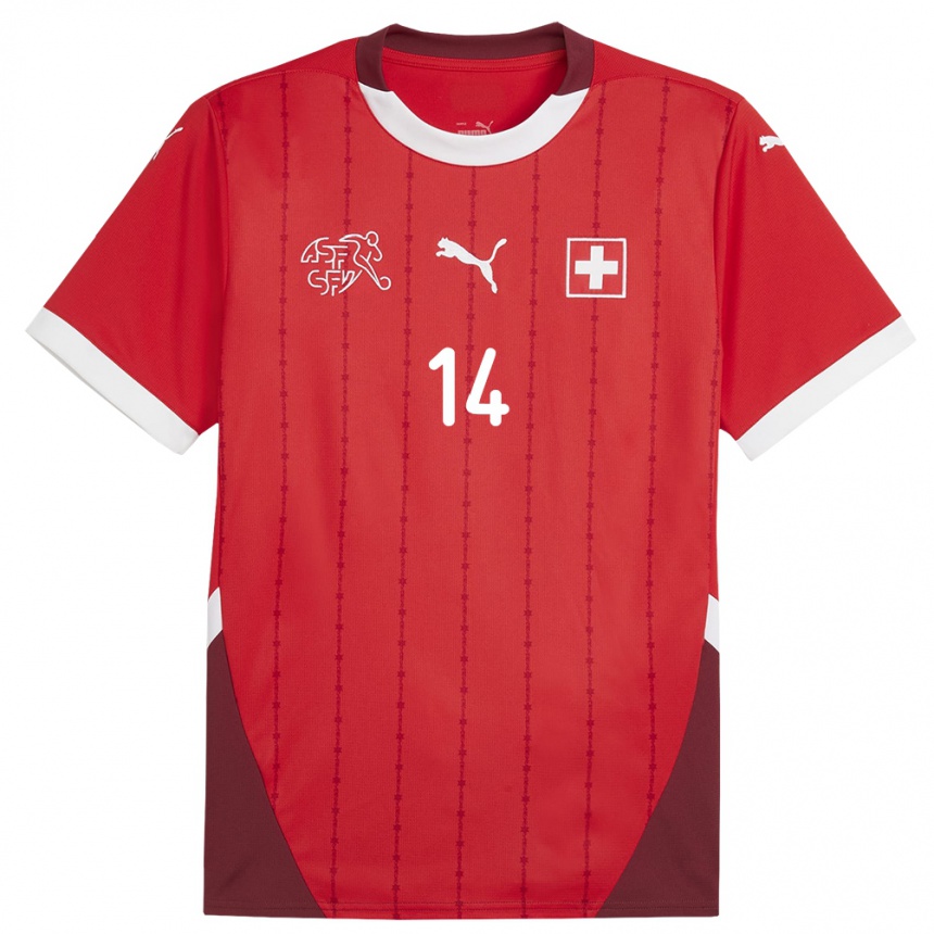 Kids Football Switzerland Mohamed Zeki Amdouni #14 Red Home Jersey 24-26 T-Shirt