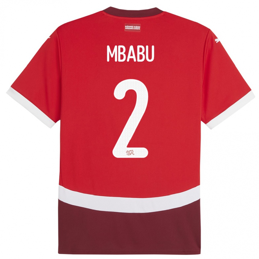 Kids Football Switzerland Kevin Mbabu #2 Red Home Jersey 24-26 T-Shirt