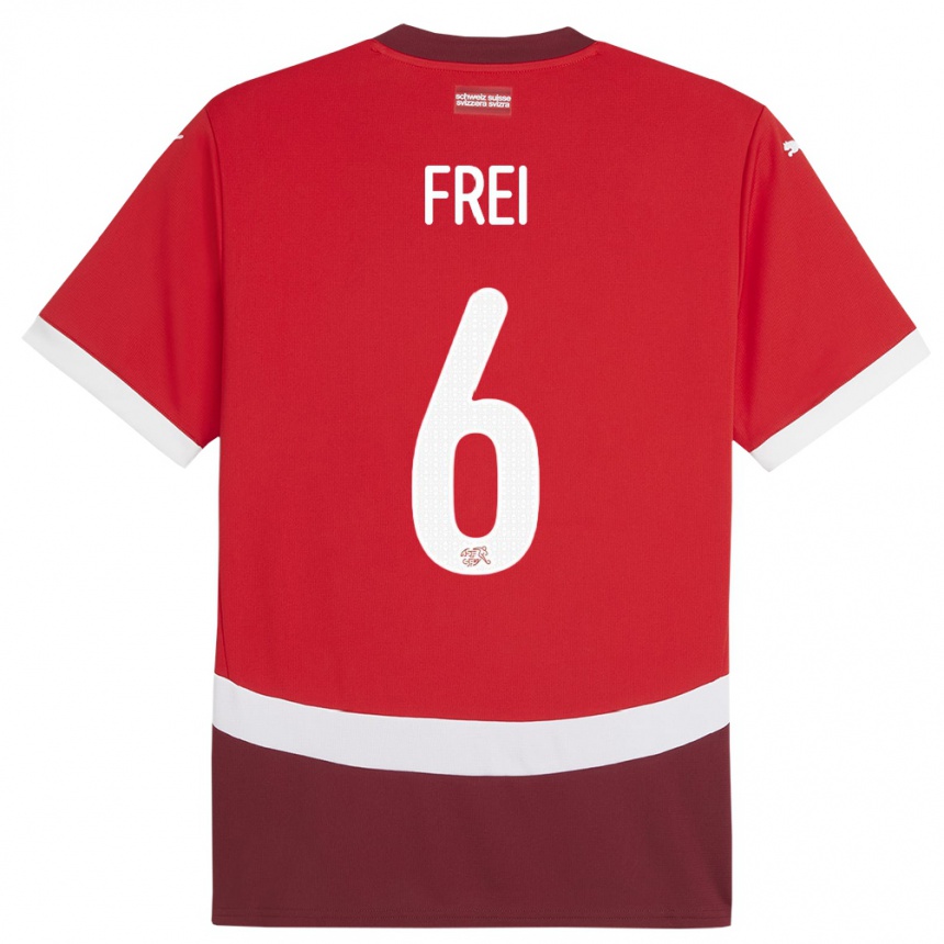 Kids Football Switzerland Fabian Frei #6 Red Home Jersey 24-26 T-Shirt