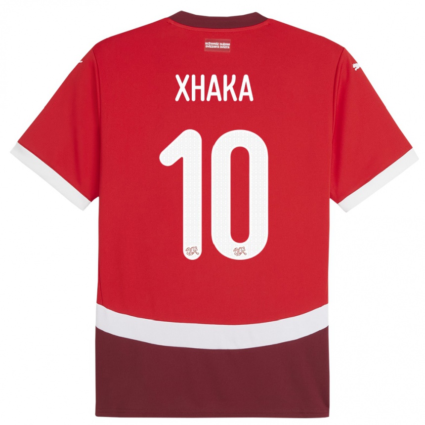 Kids Football Switzerland Granit Xhaka #10 Red Home Jersey 24-26 T-Shirt