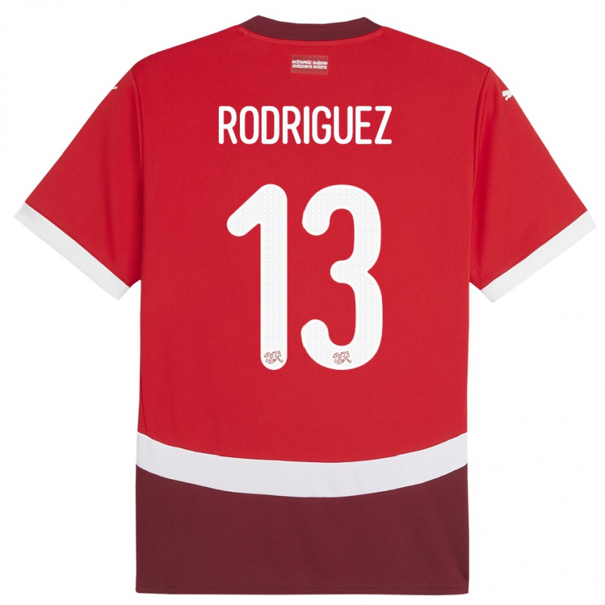 Kids Football Switzerland Ricardo Rodriguez #13 Red Home Jersey 24-26 T-Shirt