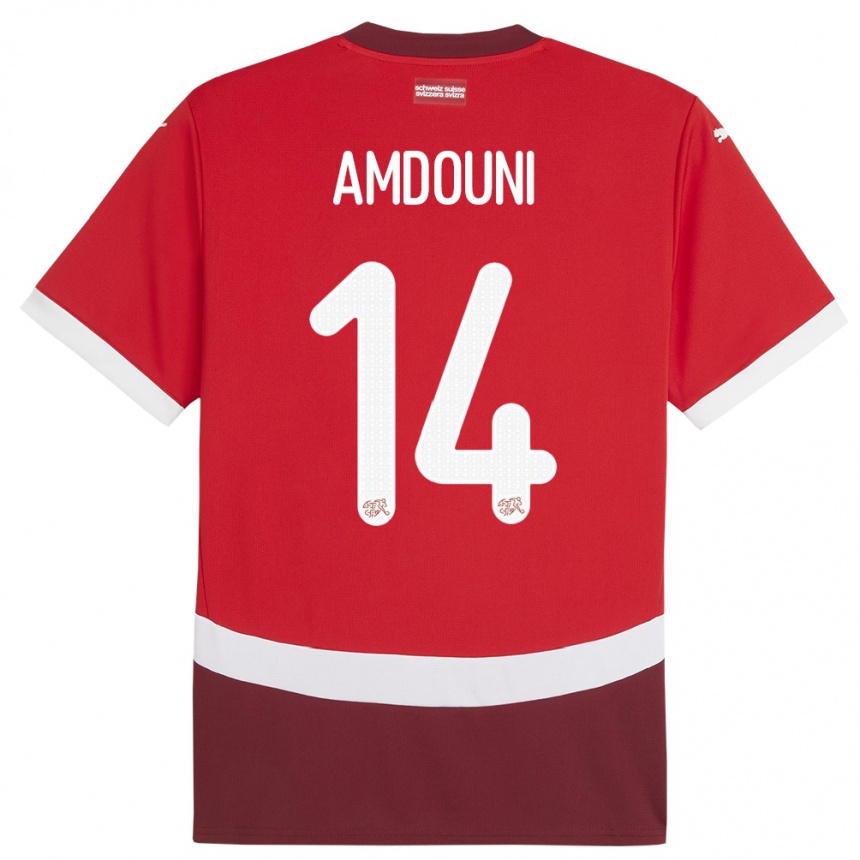 Kids Football Switzerland Mohamed Zeki Amdouni #14 Red Home Jersey 24-26 T-Shirt