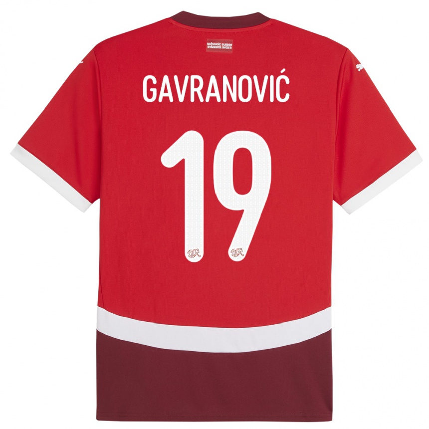 Kids Football Switzerland Mario Gavranovic #19 Red Home Jersey 24-26 T-Shirt