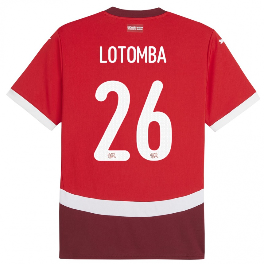 Kids Football Switzerland Jordan Lotomba #26 Red Home Jersey 24-26 T-Shirt