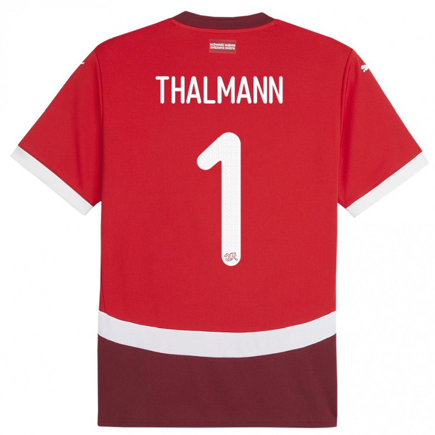 Kids Football Switzerland Gaelle Thalmann #1 Red Home Jersey 24-26 T-Shirt