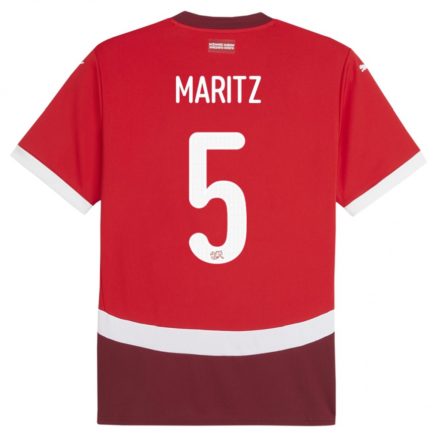 Kids Football Switzerland Noelle Maritz #5 Red Home Jersey 24-26 T-Shirt