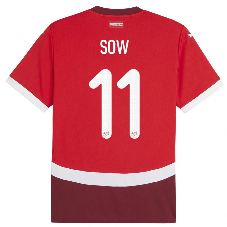 Kids Football Switzerland Coumba Sow #11 Red Home Jersey 24-26 T-Shirt