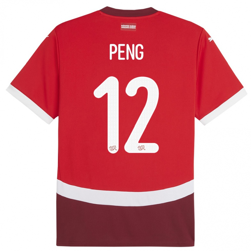 Kids Football Switzerland Livia Peng #12 Red Home Jersey 24-26 T-Shirt