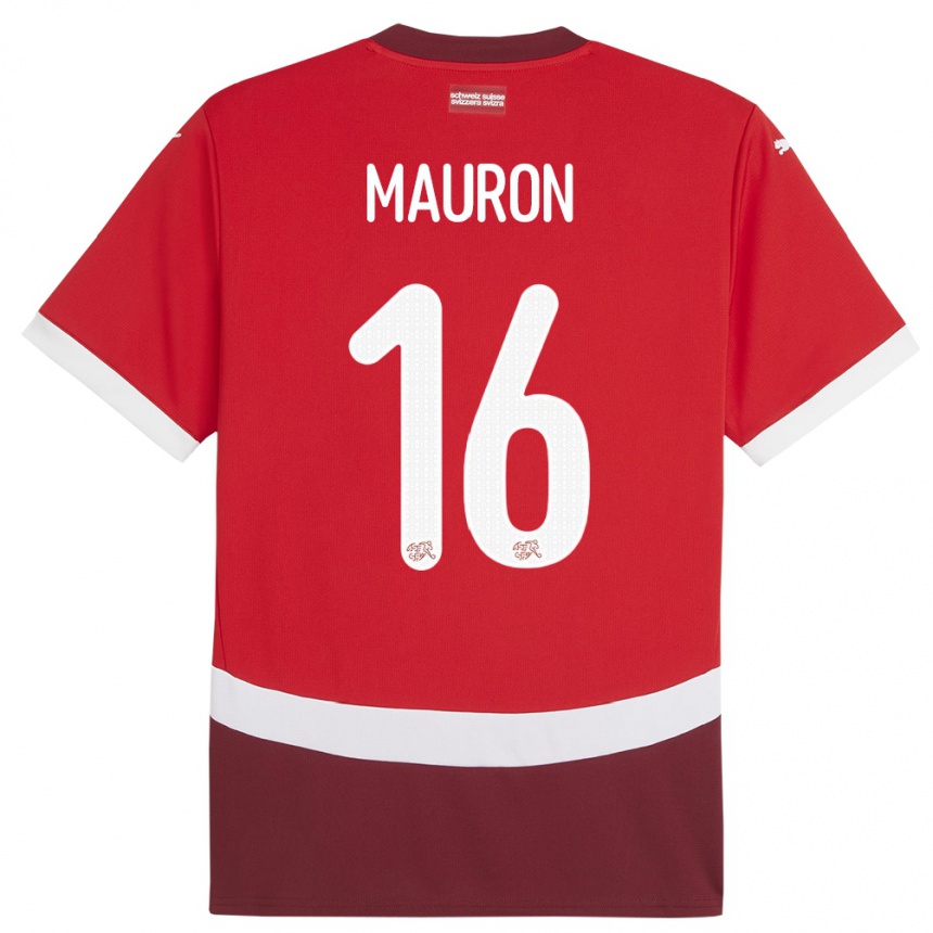 Kids Football Switzerland Sandrine Mauron #16 Red Home Jersey 24-26 T-Shirt