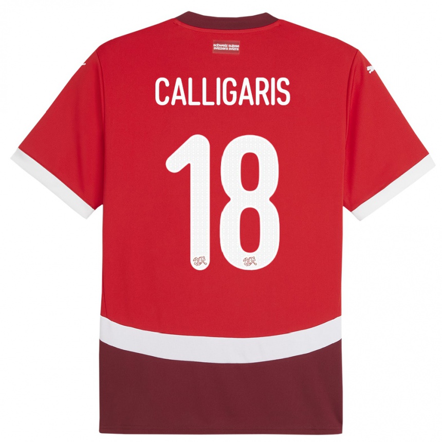 Kids Football Switzerland Viola Calligaris #18 Red Home Jersey 24-26 T-Shirt