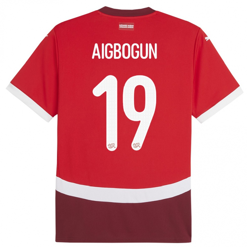 Kids Football Switzerland Eseosa Aigbogun #19 Red Home Jersey 24-26 T-Shirt