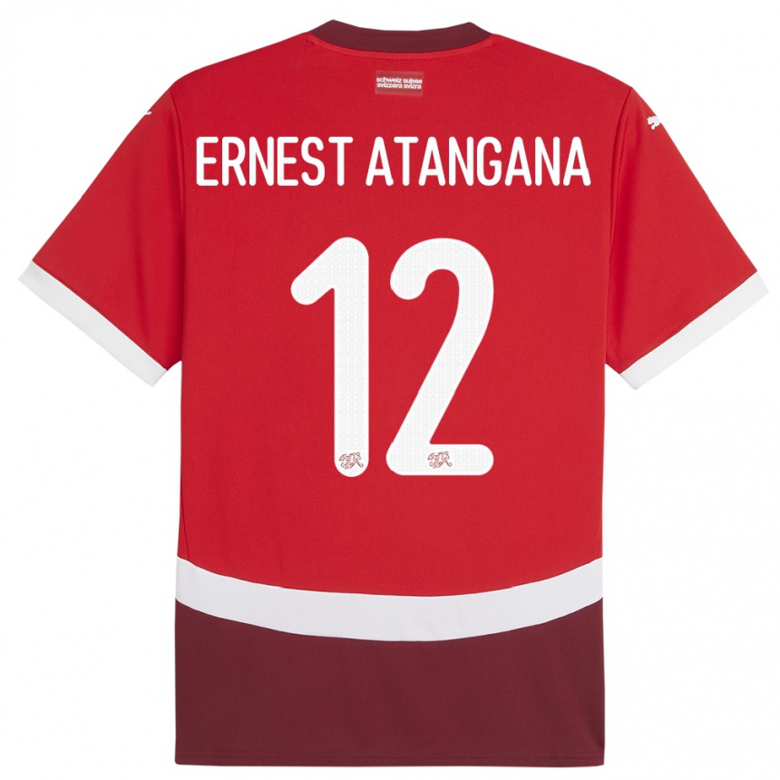 Kids Football Switzerland Brian Ernest Atangana #12 Red Home Jersey 24-26 T-Shirt