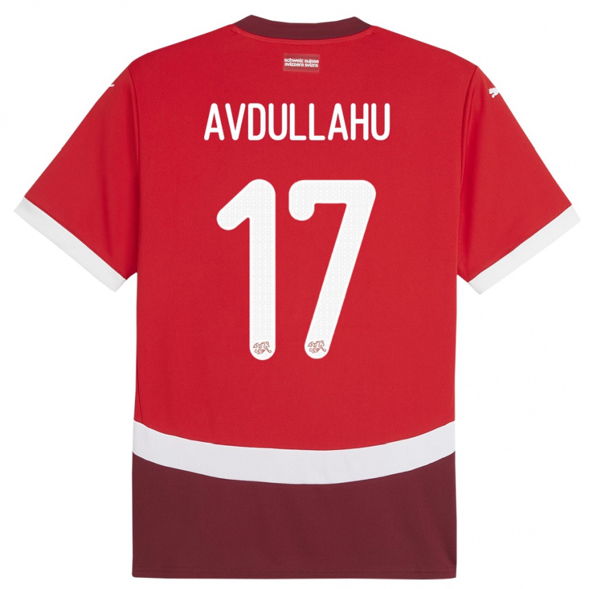 Kids Football Switzerland Leon Avdullahu #17 Red Home Jersey 24-26 T-Shirt