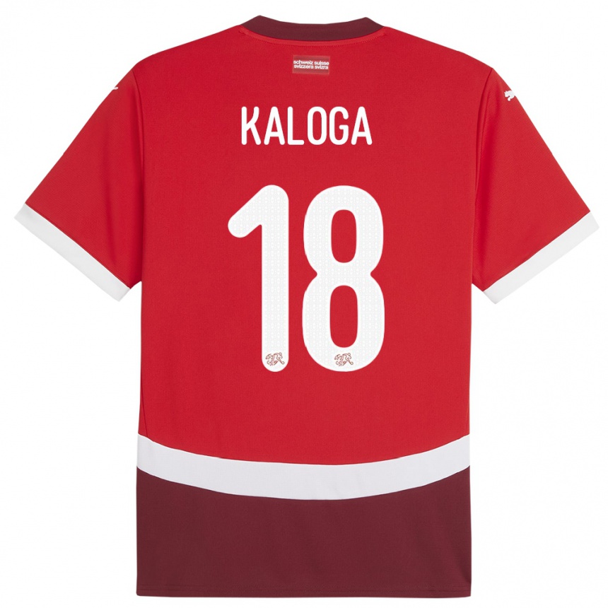 Kids Football Switzerland Issa Kaloga #18 Red Home Jersey 24-26 T-Shirt