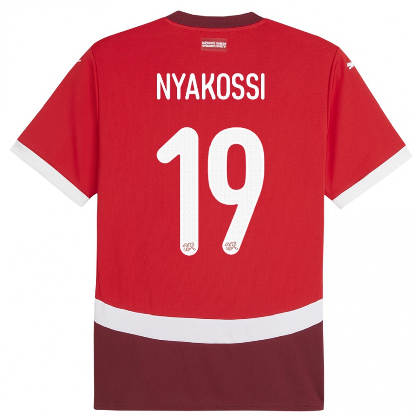 Kids Football Switzerland Roggerio Nyakossi #19 Red Home Jersey 24-26 T-Shirt
