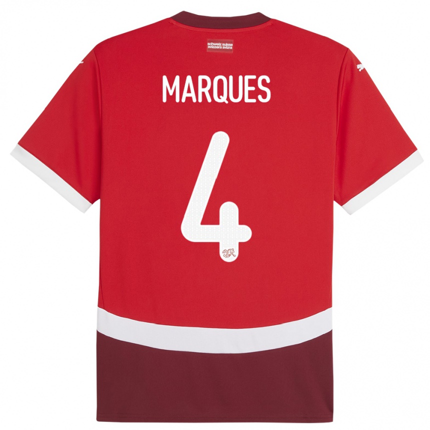 Kids Football Switzerland Christian Marques #4 Red Home Jersey 24-26 T-Shirt