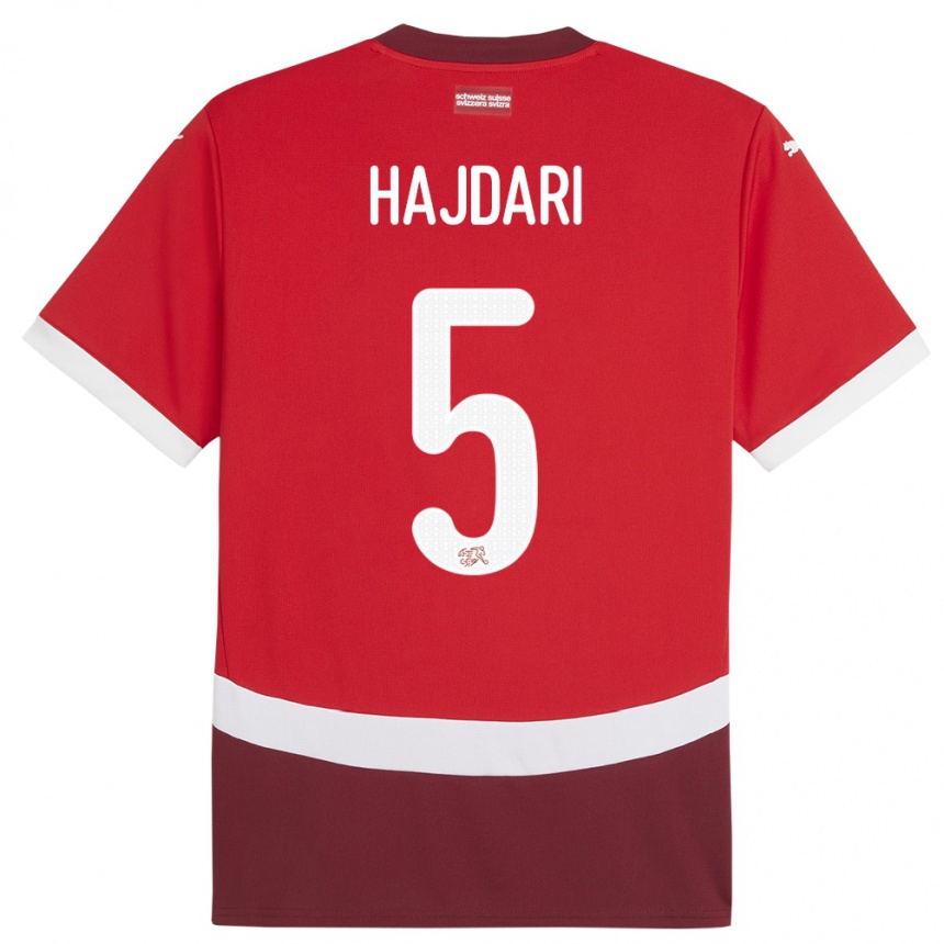 Kids Football Switzerland Albian Hajdari #5 Red Home Jersey 24-26 T-Shirt