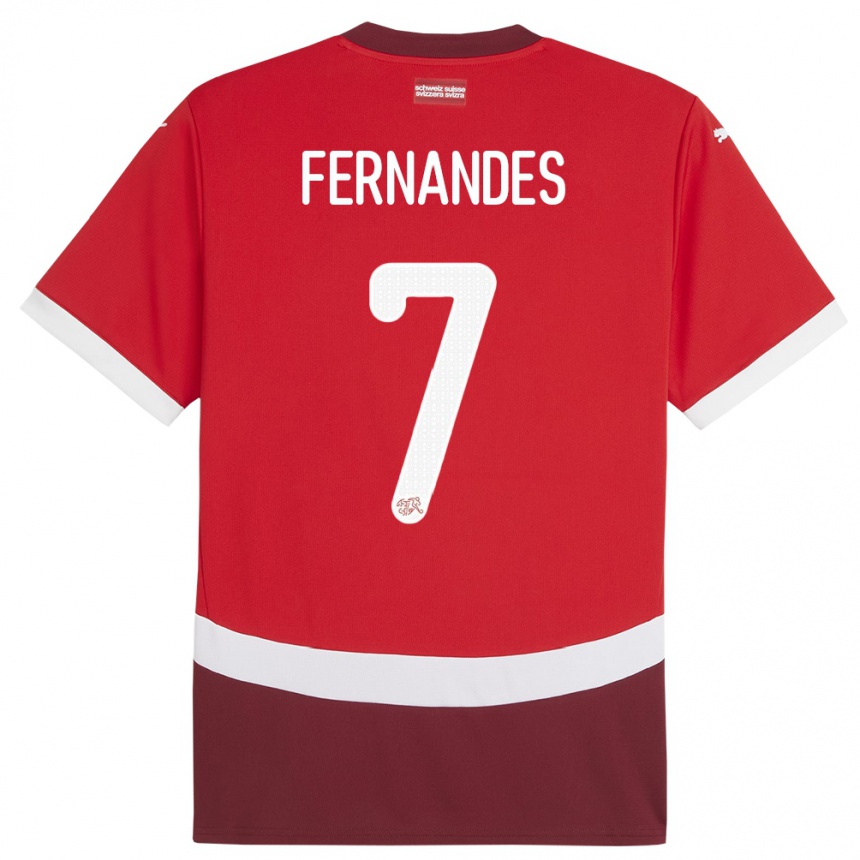 Kids Football Switzerland Ruben Fernandes #7 Red Home Jersey 24-26 T-Shirt