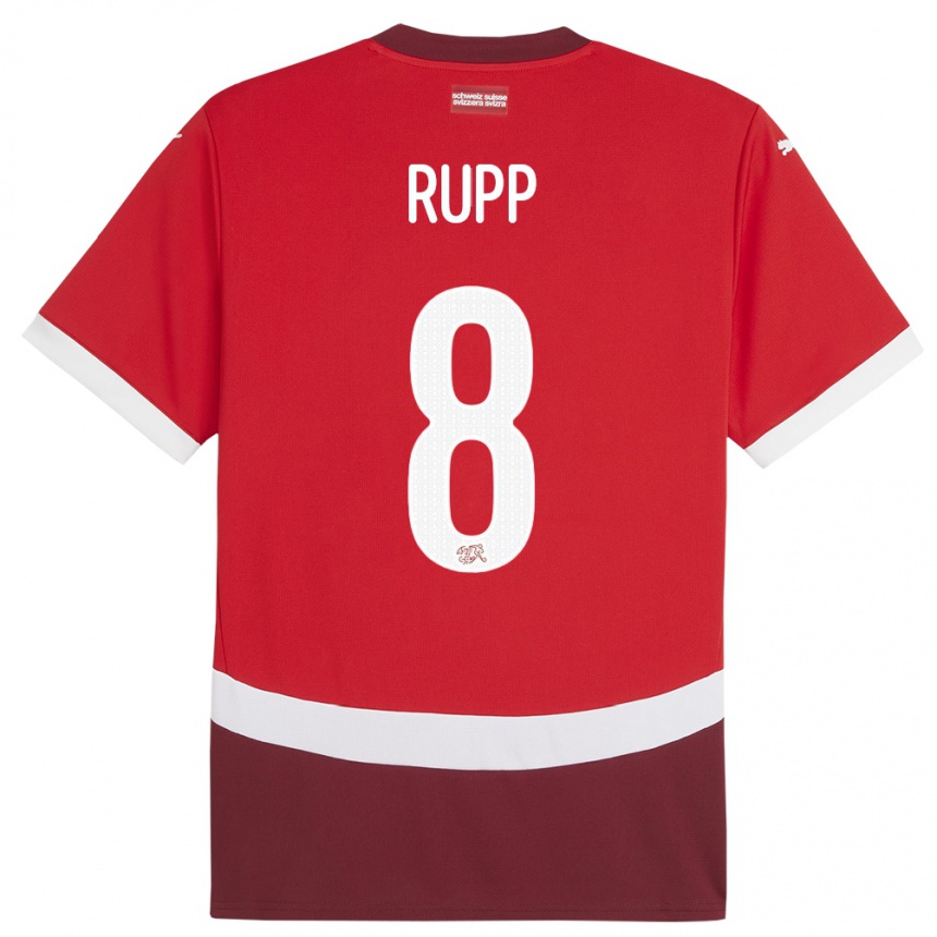 Kids Football Switzerland Noah Rupp #8 Red Home Jersey 24-26 T-Shirt