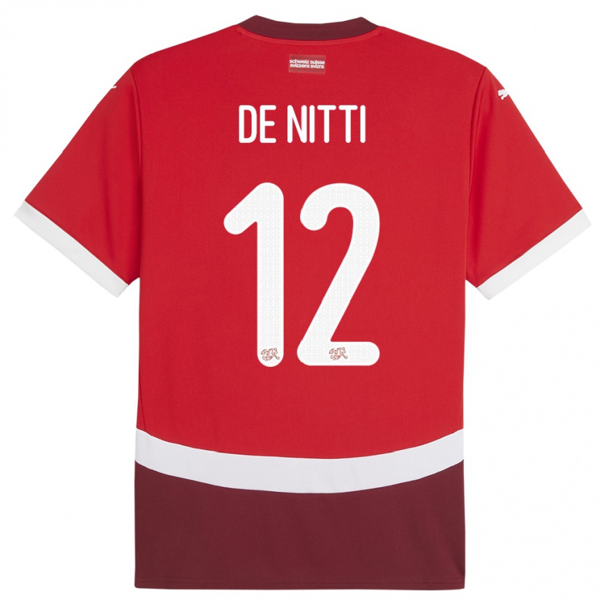 Kids Football Switzerland Gianni De Nitti #12 Red Home Jersey 24-26 T-Shirt