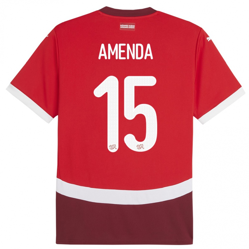 Kids Football Switzerland Aurele Amenda #15 Red Home Jersey 24-26 T-Shirt