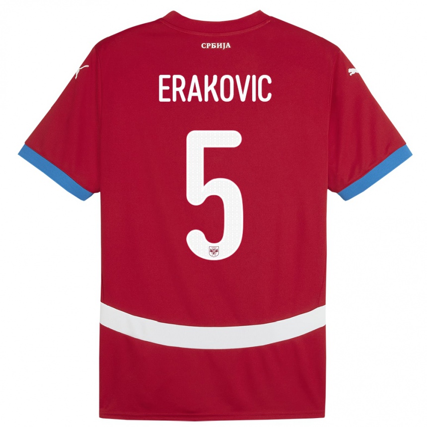 Kids Football Serbia Strahinja Erakovic #5 Red Home Jersey 24-26 T-Shirt