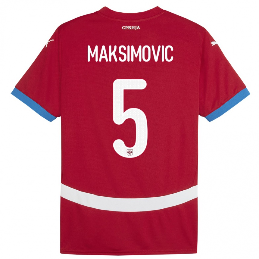 Kids Football Serbia Nemanja Maksimovic #5 Red Home Jersey 24-26 T-Shirt