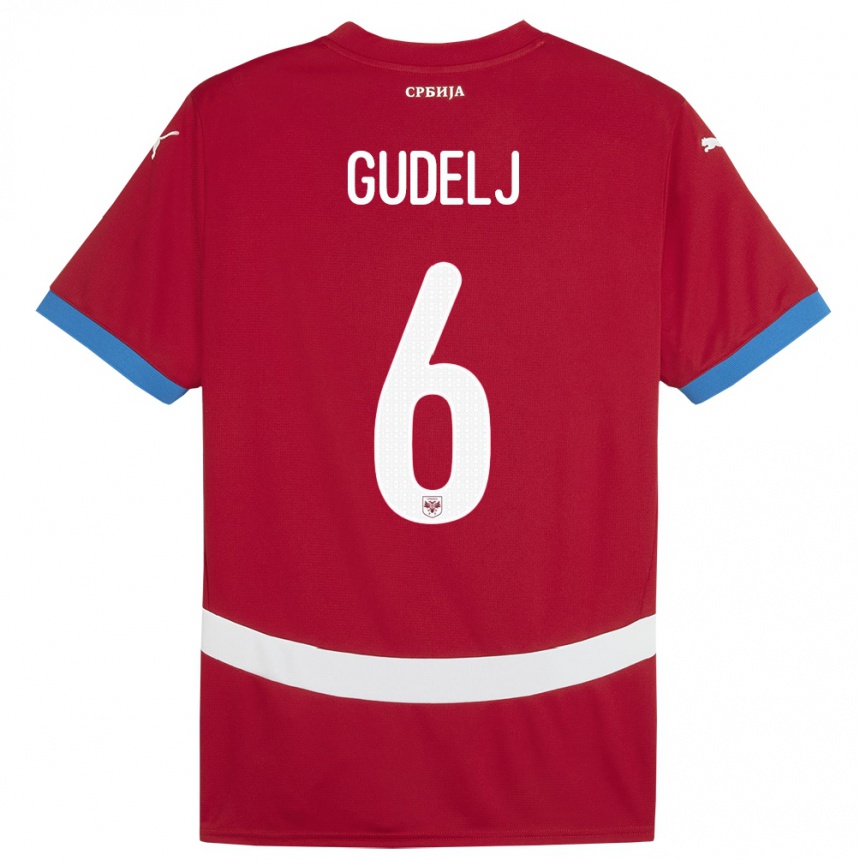 Kids Football Serbia Nemanja Gudelj #6 Red Home Jersey 24-26 T-Shirt