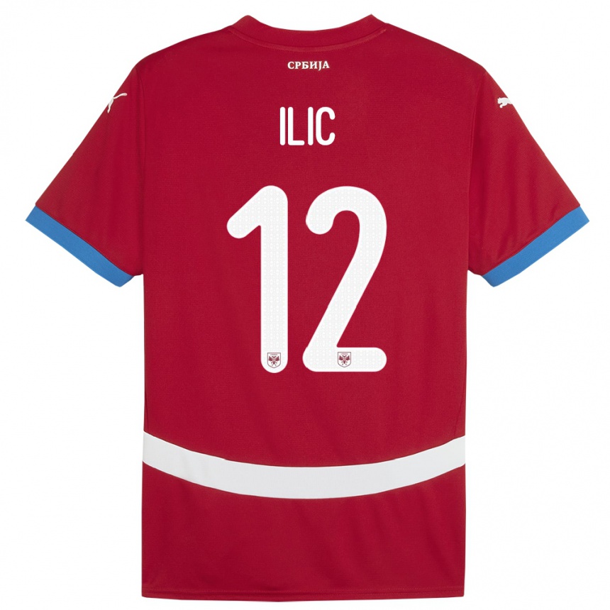 Kids Football Serbia Marko Ilic #12 Red Home Jersey 24-26 T-Shirt