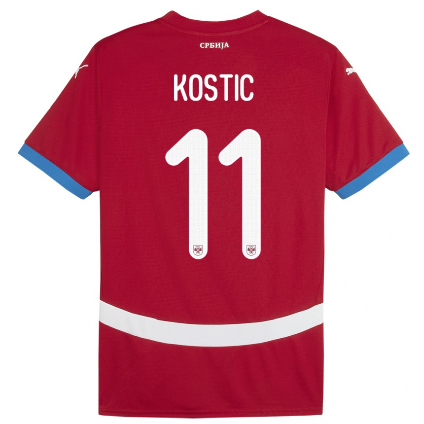 Kids Football Serbia Filip Kostic #11 Red Home Jersey 24-26 T-Shirt