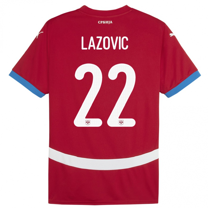 Kids Football Serbia Darko Lazovic #22 Red Home Jersey 24-26 T-Shirt