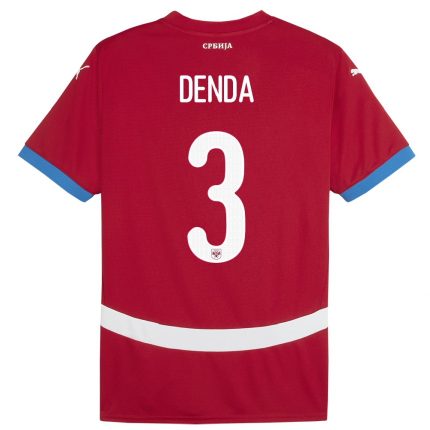 Kids Football Serbia Milica Denda #3 Red Home Jersey 24-26 T-Shirt