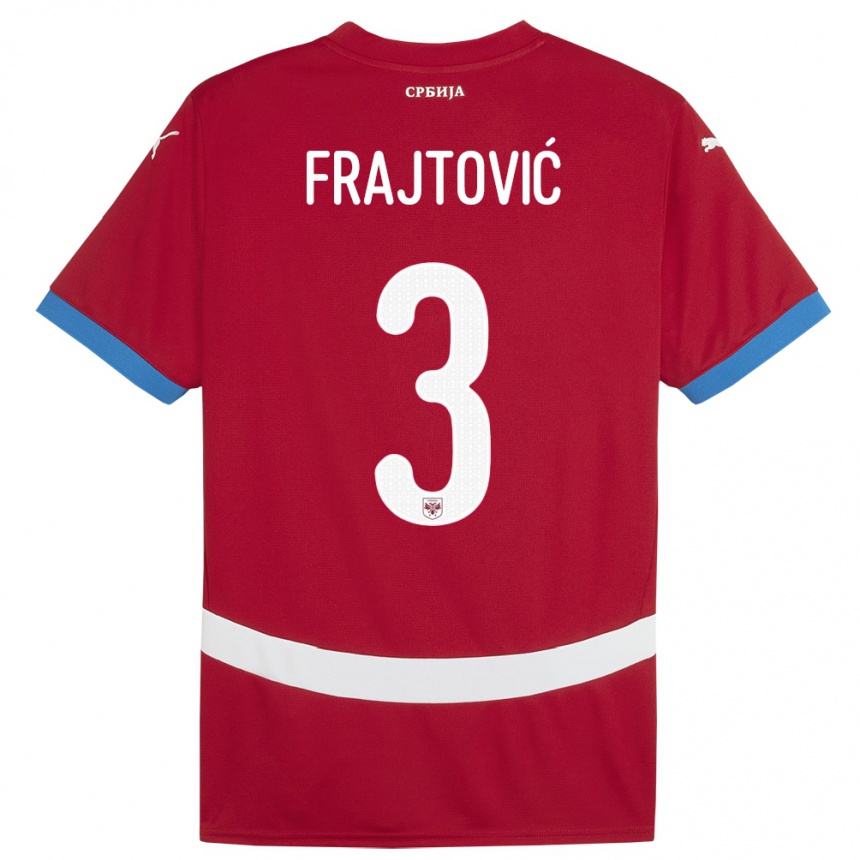 Kids Football Serbia Andela Frajtovic #3 Red Home Jersey 24-26 T-Shirt