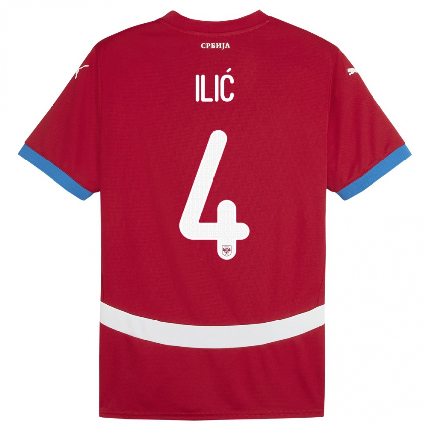 Kids Football Serbia Marija Ilic #4 Red Home Jersey 24-26 T-Shirt