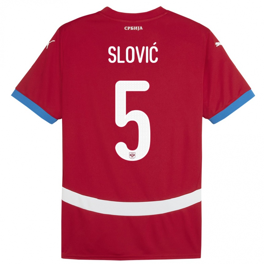 Kids Football Serbia Violeta Slovic #5 Red Home Jersey 24-26 T-Shirt