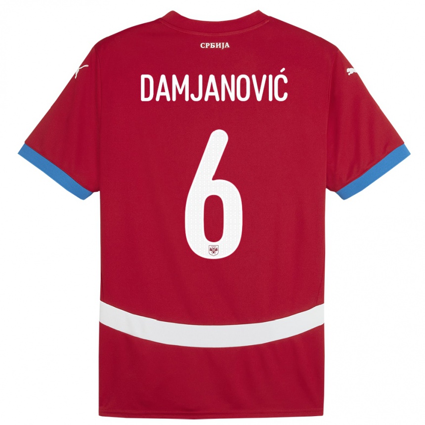 Kids Football Serbia Nevena Damjanovic #6 Red Home Jersey 24-26 T-Shirt