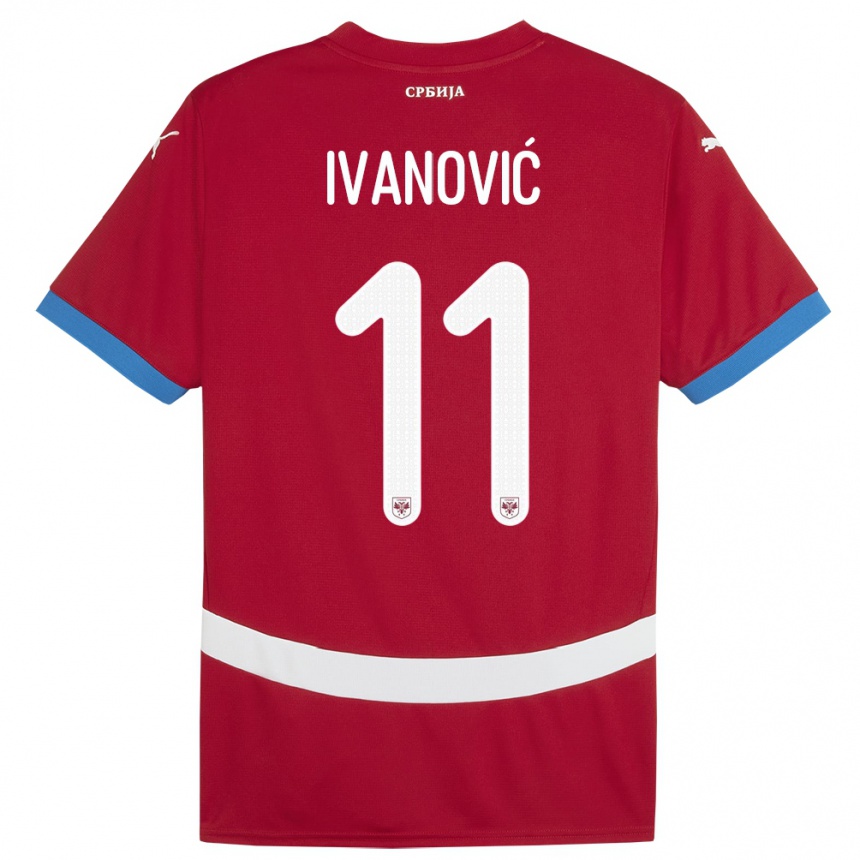 Kids Football Serbia Miljana Ivanovic #11 Red Home Jersey 24-26 T-Shirt