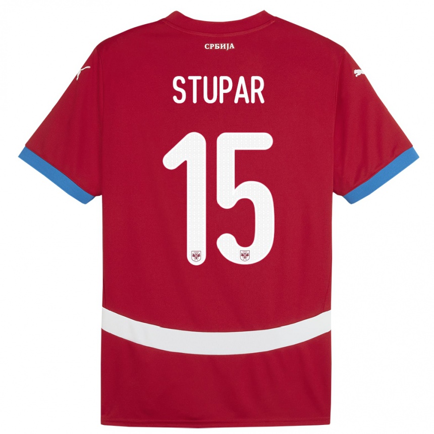 Kids Football Serbia Zivana Stupar #15 Red Home Jersey 24-26 T-Shirt