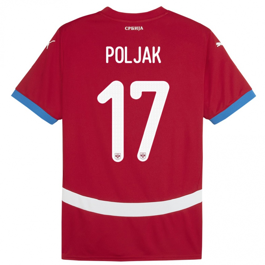 Kids Football Serbia Allegra Poljak #17 Red Home Jersey 24-26 T-Shirt