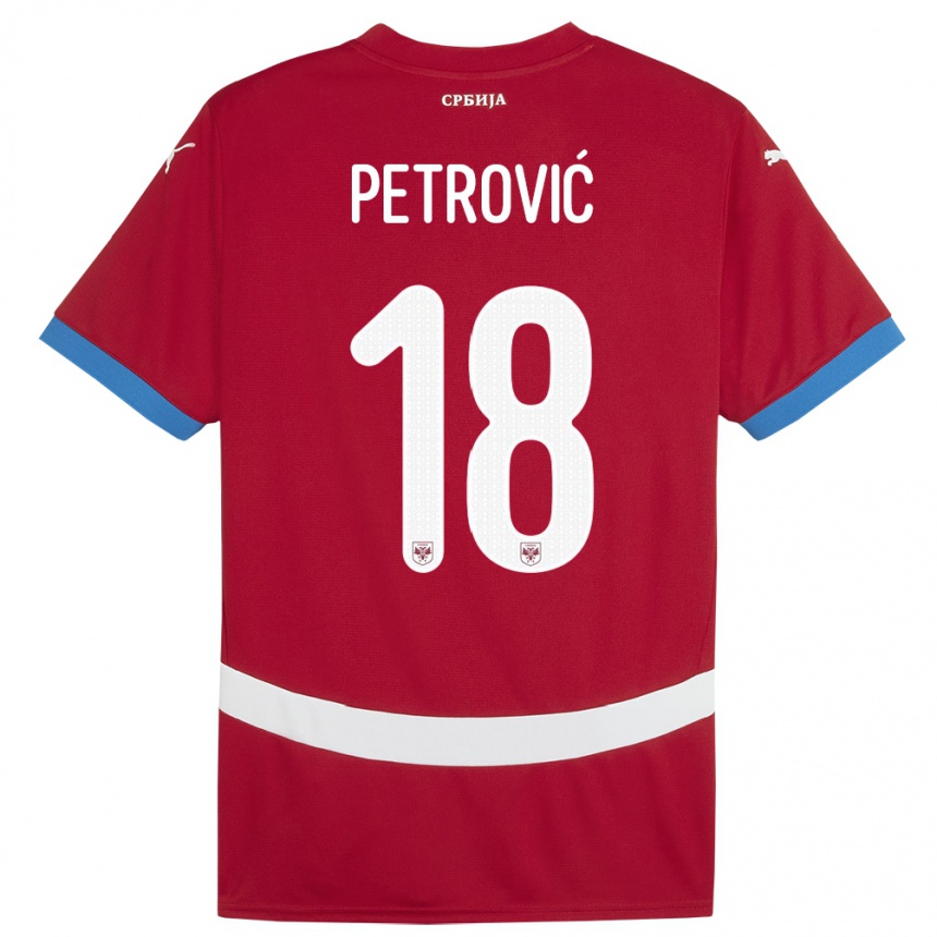 Kids Football Serbia Emilija Petrovic #18 Red Home Jersey 24-26 T-Shirt