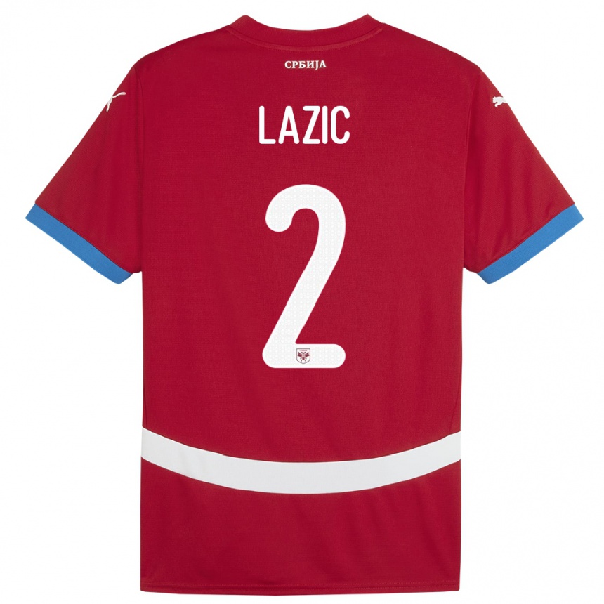 Kids Football Serbia Uros Lazic #2 Red Home Jersey 24-26 T-Shirt