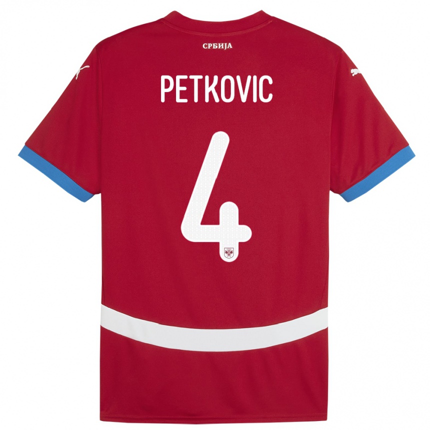 Kids Football Serbia Nikola Petkovic #4 Red Home Jersey 24-26 T-Shirt