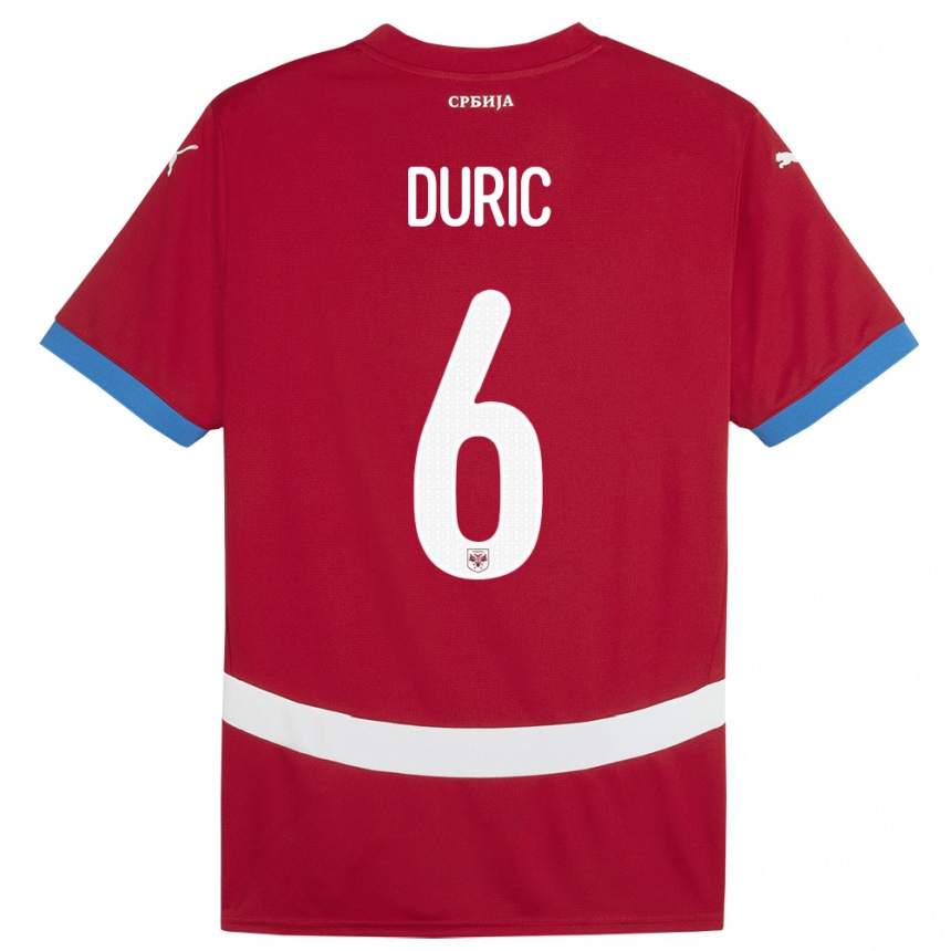 Kids Football Serbia Andrej Duric #6 Red Home Jersey 24-26 T-Shirt