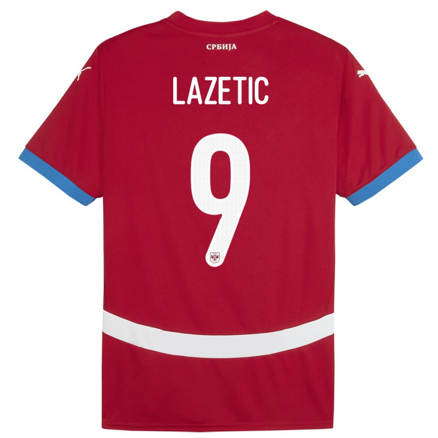 Kids Football Serbia Marko Lazetic #9 Red Home Jersey 24-26 T-Shirt