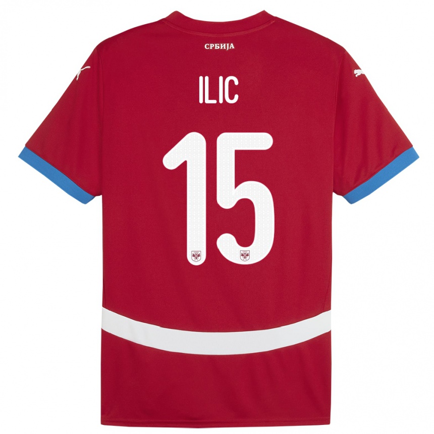 Kids Football Serbia Mihajlo Ilic #15 Red Home Jersey 24-26 T-Shirt